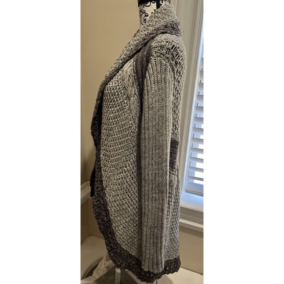Cabi Gray Open Front Round Hem Open Knit Cardigan Sweater Med Y2K Grunge Boho - Picture 6 of 15